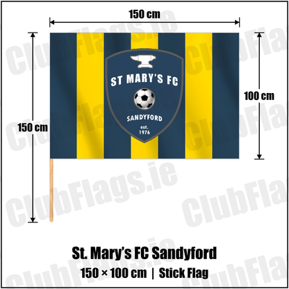 St. Mary’s FC Sandyford 100cm x 150cm Stick Flag with the club crest and colours, Dublin Football - ClubFlags.ie