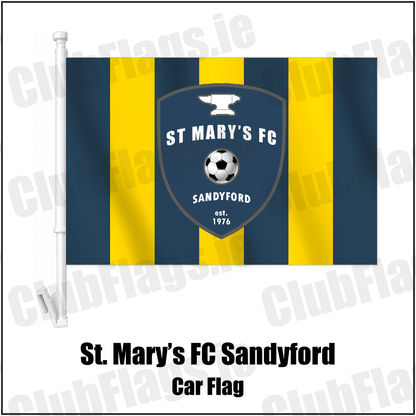 St. Mary’s FC Sandyford Car Flag with the club crest and colours, Dublin Football - ClubFlags.ie