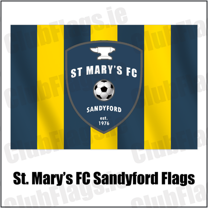 St. Mary’s FC Sandyford Flags with the club crest and colours, Dublin Football - ClubFlags.ie