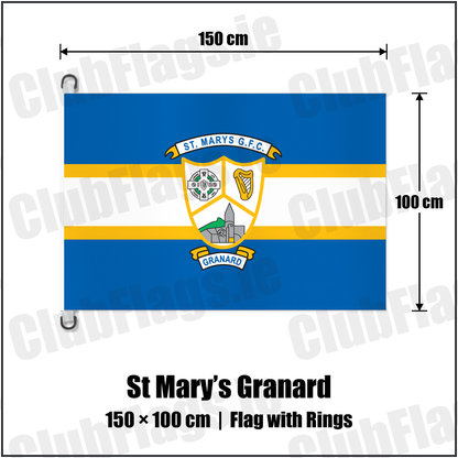 St Mary’s Granard 150cm x 100cm Flag Pole Flag with Rings with the club crest and colours, Longford GAA - ClubFlags.ie