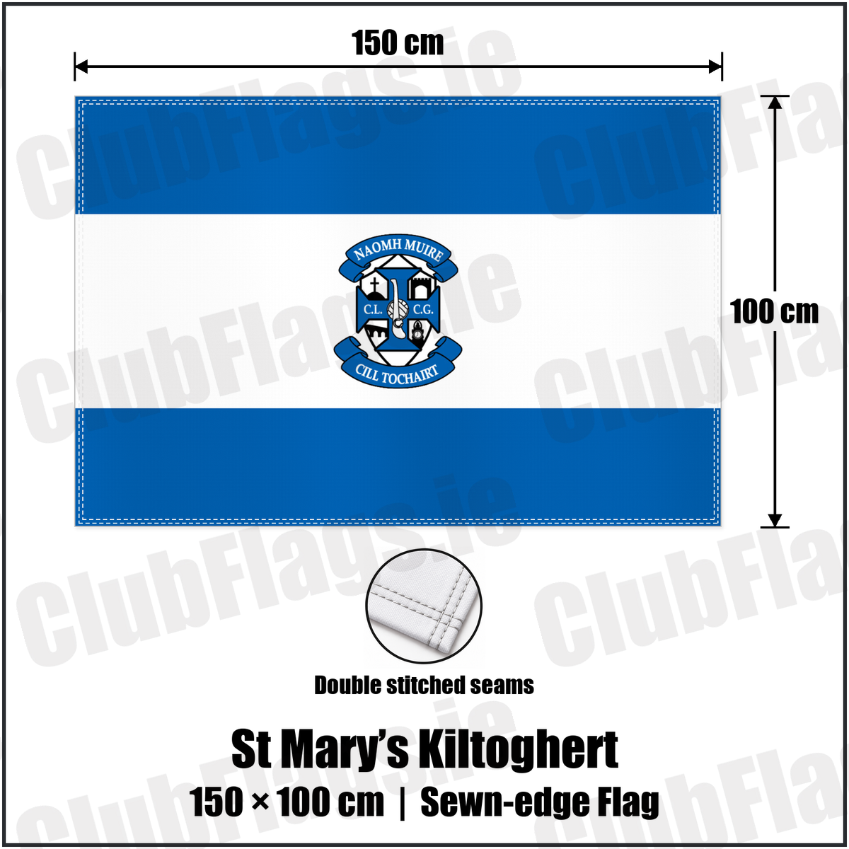 St Mary’s Kiltoghert 100cm x 150cm Flag (sewn on the edges) with the club crest and colours, Leitrim GAA - ClubFlags.ie
