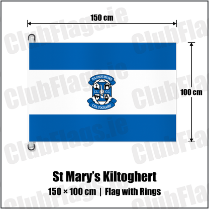 St Mary’s Kiltoghert 150cm x 100cm Flag Pole Flag with Rings with the club crest and colours, Leitrim GAA - ClubFlags.ie