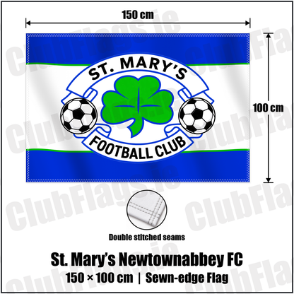 St. Mary’s Newtownabbey FC 100cm x 150cm Flag (sewn on the edges) with the club crest and colours, Antrim Football - ClubFlags.ie