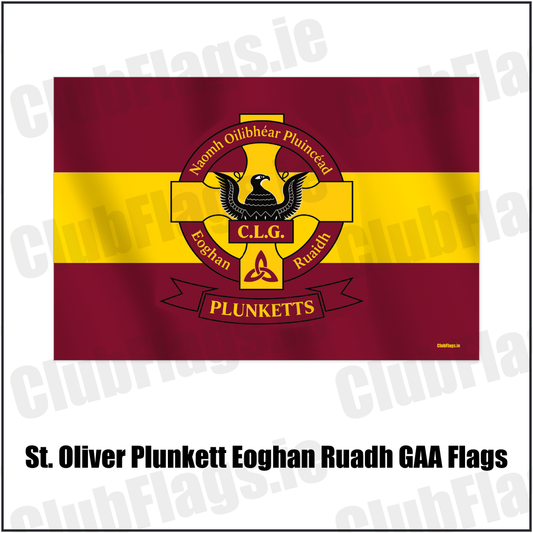 St. Oliver Plunkett Eoghan Ruadh GAA Flags with the verified club crest and colours, Dublin GAA - ClubFlags.ie