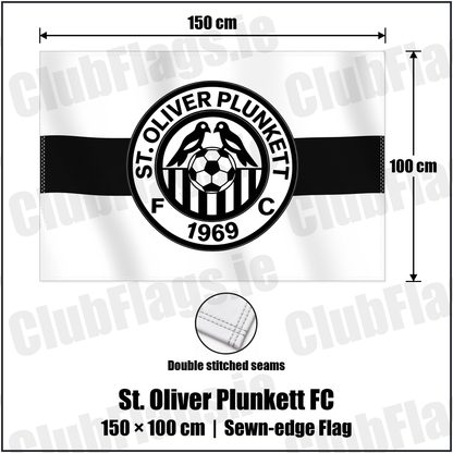 St. Oliver Plunkett FC 100cm x 150cm Flag (sewn on the edges) with the club crest and colours, Antrim Football - ClubFlags.ie