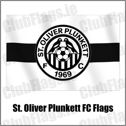 St. Oliver Plunkett FC Flags with the club crest and colours, Antrim Football - ClubFlags.ie