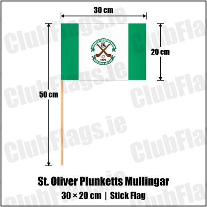 St. Oliver Plunketts Mullingar 20cm x 30cm Stick Flag with the club crest and colours, Westmeath GAA - ClubFlags.ie