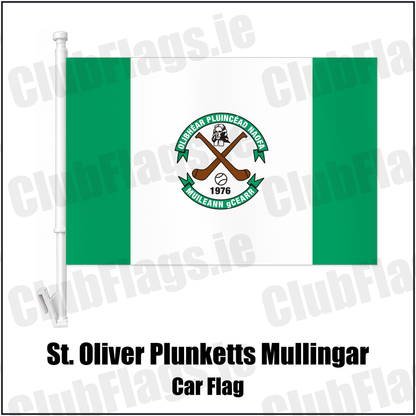 St. Oliver Plunketts Mullingar Car Flag with the club crest and colours, Westmeath GAA - ClubFlags.ie