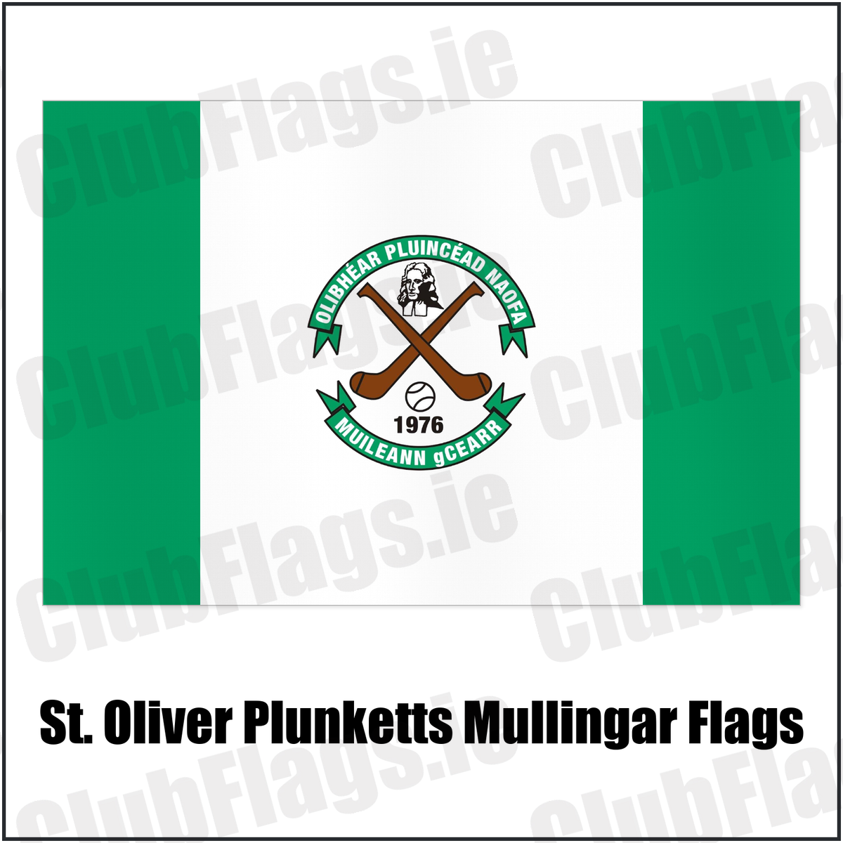 St. Oliver Plunketts Mullingar Flags with the club crest and colours, Westmeath GAA - ClubFlags.ie
