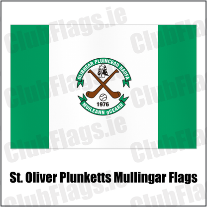 St. Oliver Plunketts Mullingar Flags with the club crest and colours, Westmeath GAA - ClubFlags.ie