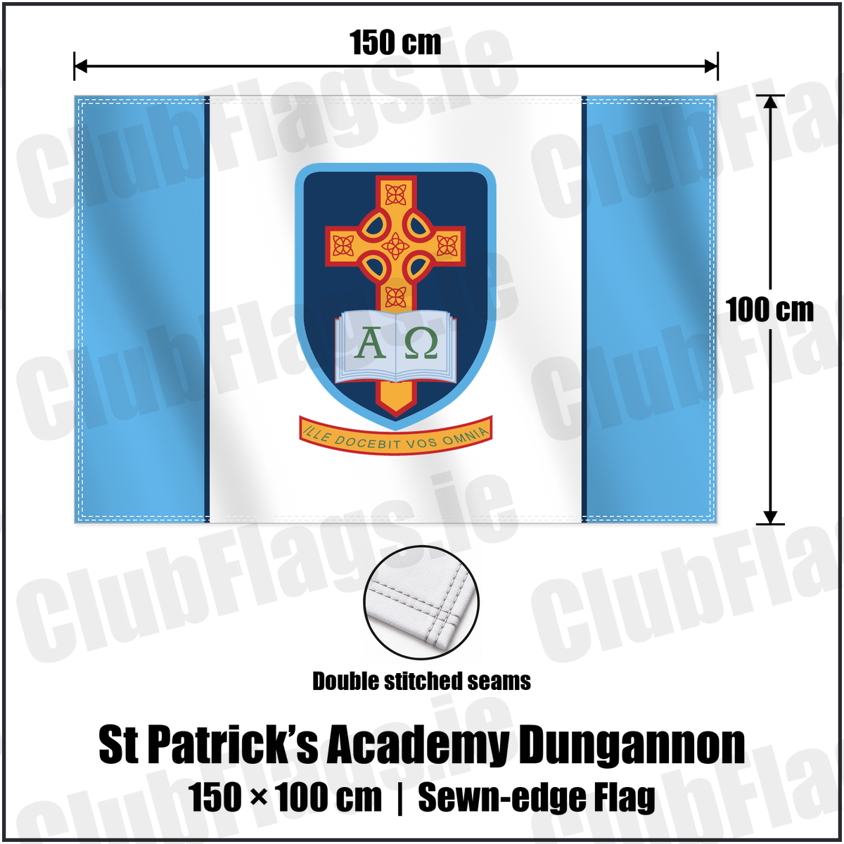 St Patrick’s Academy Dungannon 100cm x 150cm Flag (sewn on the edges) with the club crest and colours, Tyrone GAA - ClubFlags.ie