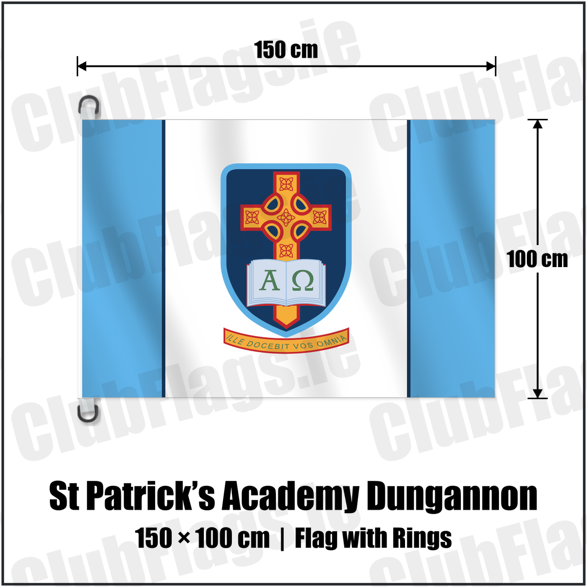 St Patrick’s Academy Dungannon 150cm x 100cm Flag Pole Flag with Rings with the club crest and colours, Tyrone GAA - ClubFlags.ie