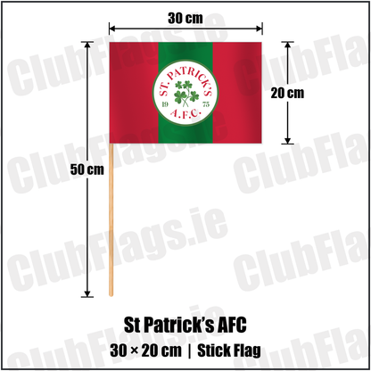 St Patrick’s AFC 20cm x 30cm Stick Flag with the club crest and colours, Carlow football - ClubFlags.ie
