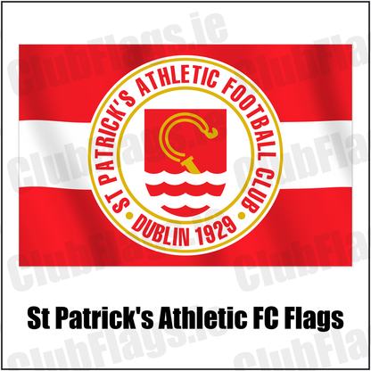 St Patrick's Athletic FC Flags with the club crest and colours, Dublin Football - ClubFlags.ie