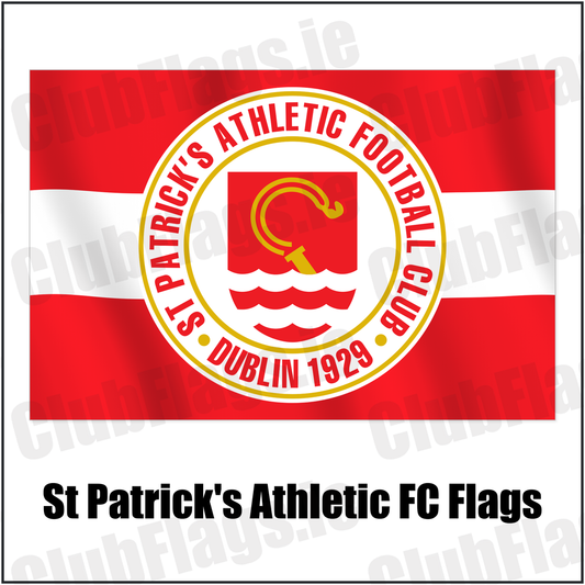 St Patrick's Athletic FC Flags with the club crest and colours, Dublin Football - ClubFlags.ie