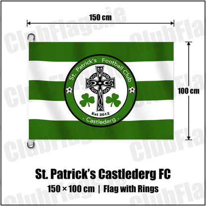 St. Patrick’s Castlederg FC 150cm x 100cm Flag Pole Flag with Rings with the club crest and colours, Tyrone Football - ClubFlags.ie