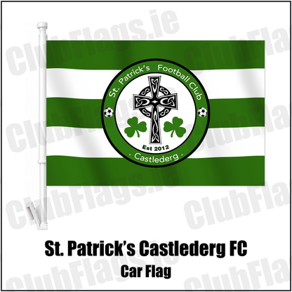 St. Patrick’s Castlederg FC Car Flag with the club crest and colours, Tyrone Football - ClubFlags.ie