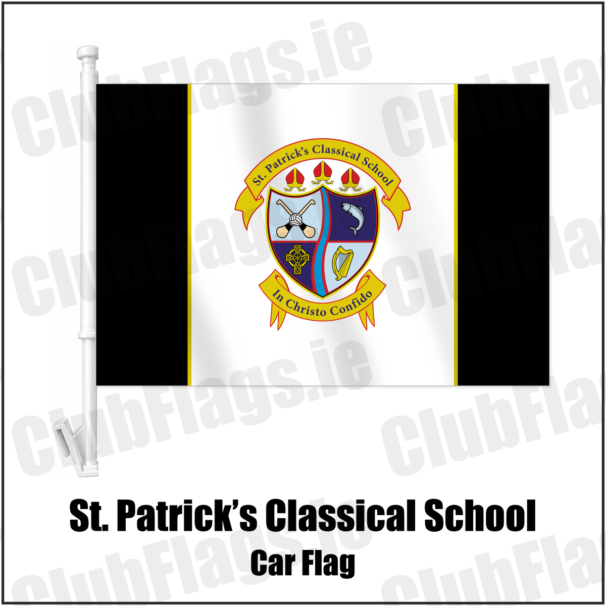 St. Patrick’s Classical School Car Flag with the club crest and colours, Meath GAA - ClubFlags.ie