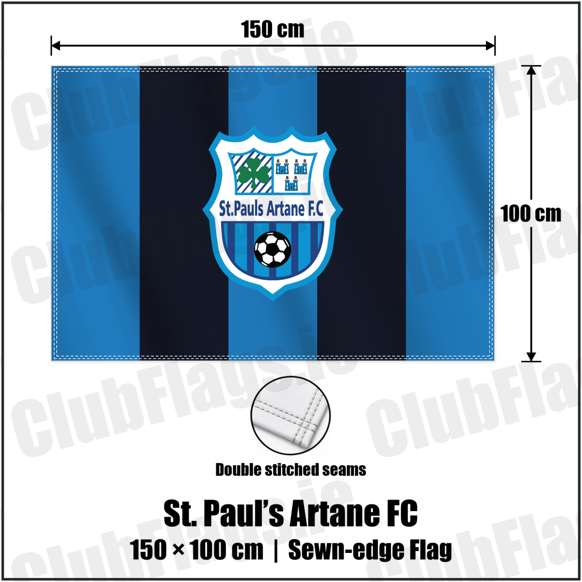 St. Paul’s Artane FC 100cm x 150cm Flag (sewn on the edges) with the club crest and colours, Dublin Football - ClubFlags.ie