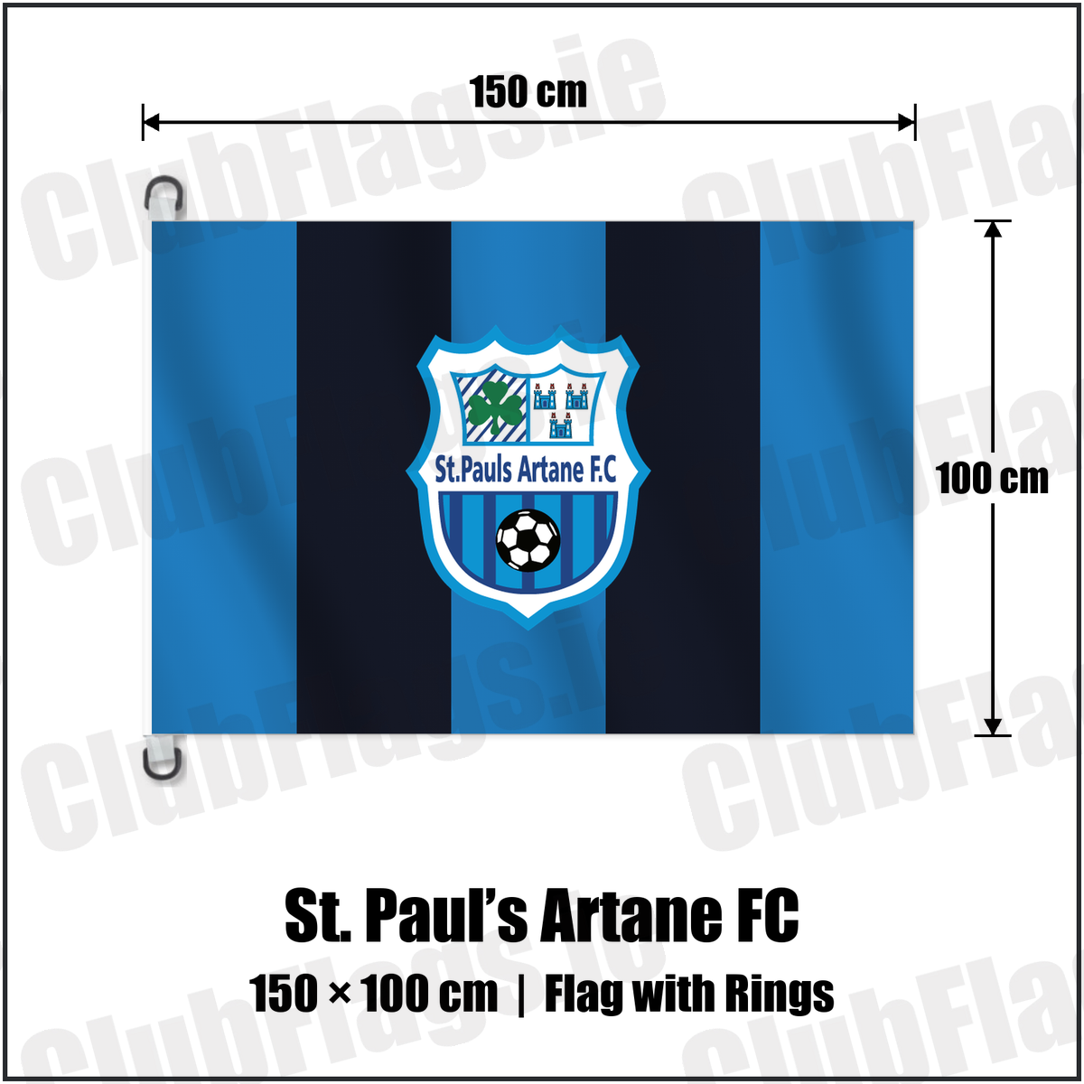 St. Paul’s Artane FC 150cm x 100cm Flag Pole Flag with Rings with the club crest and colours, Dublin Football - ClubFlags.ie