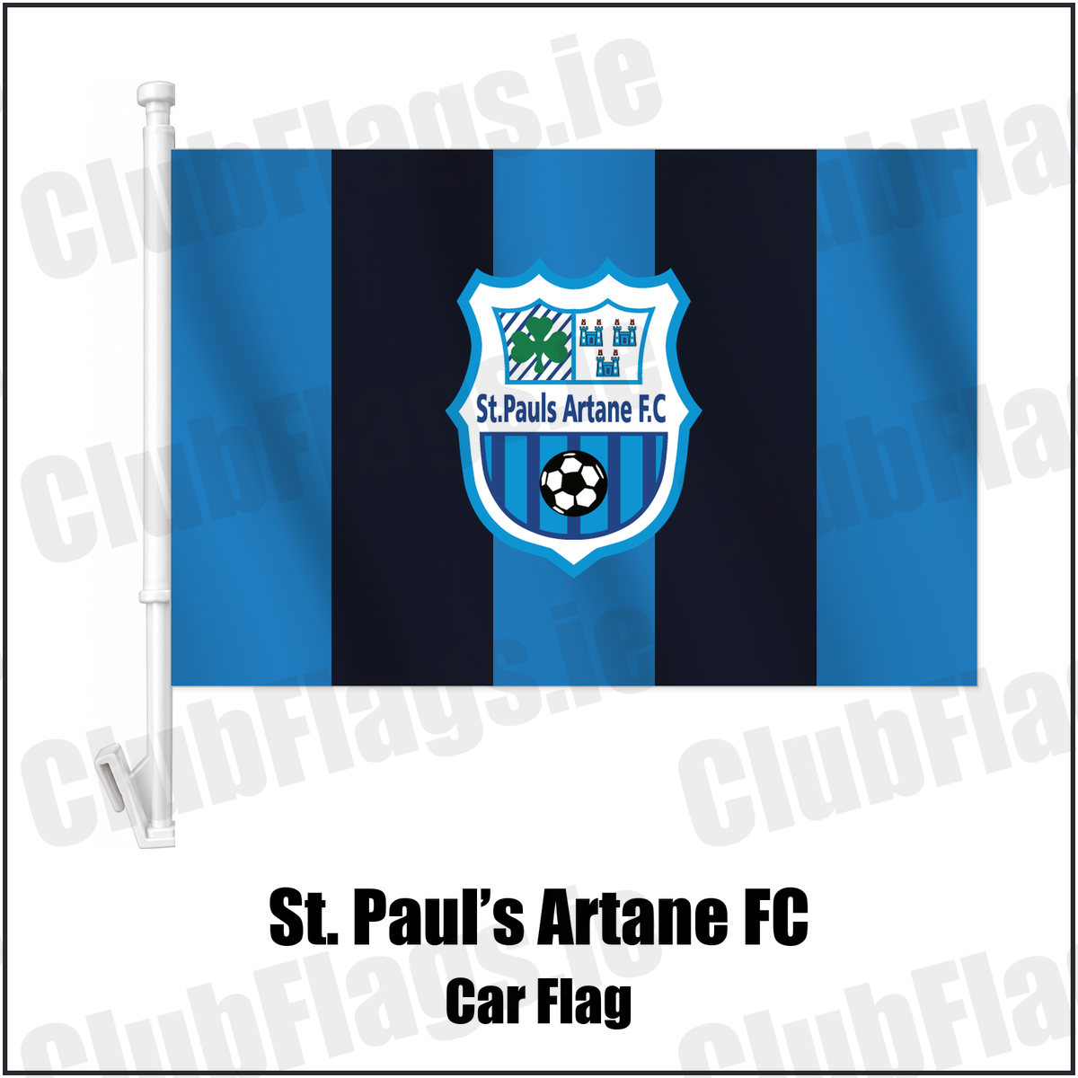 St. Paul’s Artane FC Car Flag with the club crest and colours, Dublin Football - ClubFlags.ie
