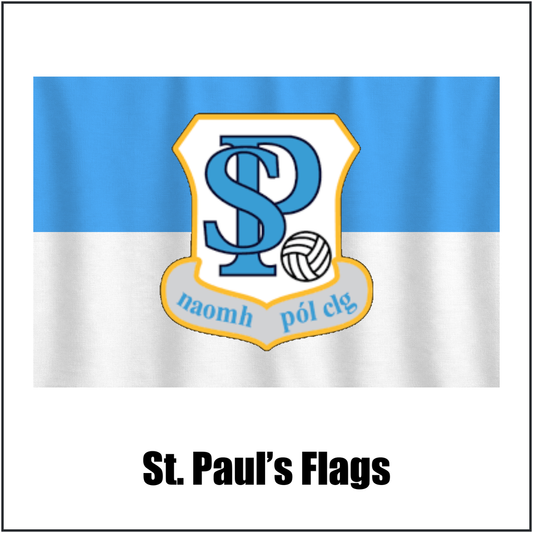 St. Paul’s Flags, featuring the club crest and blue and white colours; County Westmeath GAA. ClubFlags.ie.