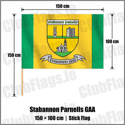 Stabannon Parnells GAA 100cm x 150cm Stick Flag with the club crest and colours, Louth GAA - ClubFlags.ie