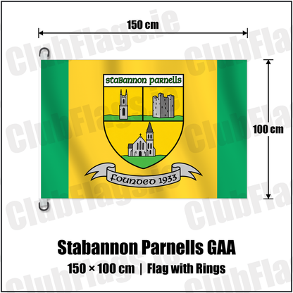 Stabannon Parnells GAA 150cm x 100cm Flag Pole Flag with Rings with the club crest and colours, Louth GAA - ClubFlags.ie