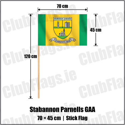 Stabannon Parnells GAA 45cm x 70cm Stick Flag with the club crest and colours, Louth GAA - ClubFlags.ie