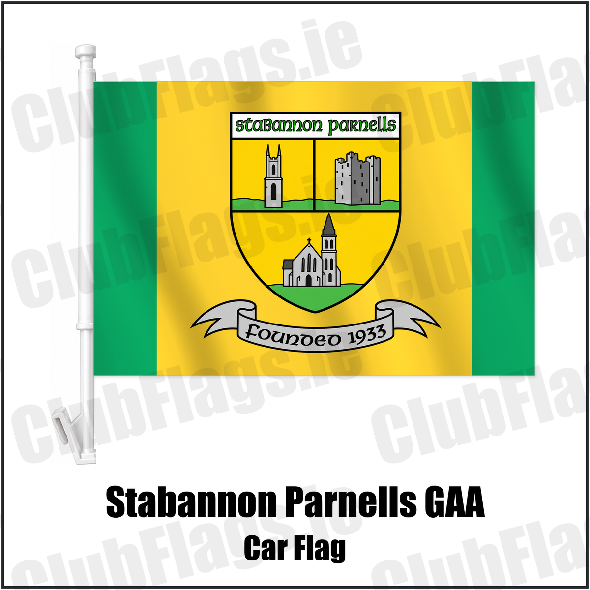 Stabannon Parnells GAA Car Flag with the club crest and colours, Louth GAA - ClubFlags.ie
