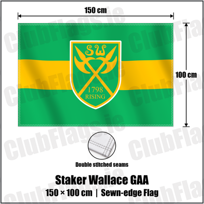 Staker Wallace GAA 100cm x 150cm Flag (sewn on the edges) with the club crest and colours, Limerick GAA - ClubFlags.ie