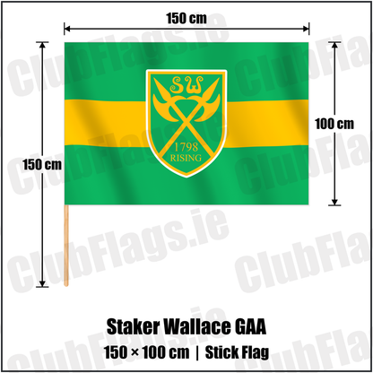 Staker Wallace GAA 100cm x 150cm Stick Flag with the club crest and colours, Limerick GAA - ClubFlags.ie