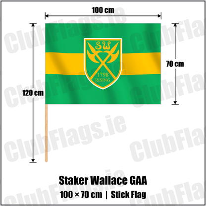 Staker Wallace GAA 70cm x 100cm Stick Flag with the club crest and colours, Limerick GAA - ClubFlags.ie