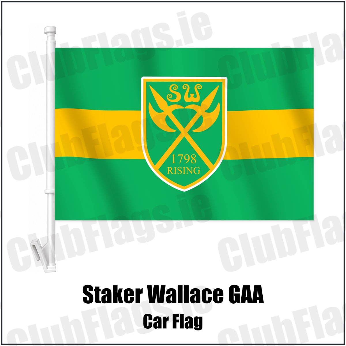 Staker Wallace GAA Car Flag with the club crest and colours, Limerick GAA - ClubFlags.ie