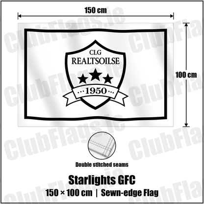 Starlights GFC 100cm x 150cm Flag (sewn on the edges) with the club crest and colours, Dublin GAA - ClubFlags.ie