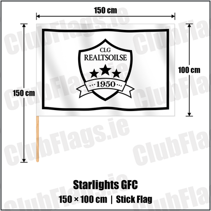 Starlights GFC 100cm x 150cm Stick Flag with the club crest and colours, Dublin GAA - ClubFlags.ie
