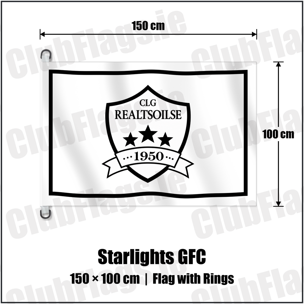 Starlights GFC 150cm x 100cm Flag Pole Flag with Rings with the club crest and colours, Dublin GAA - ClubFlags.ie