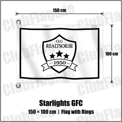 Starlights GFC 150cm x 100cm Flag Pole Flag with Rings with the club crest and colours, Dublin GAA - ClubFlags.ie