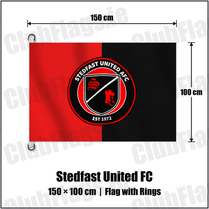 Stedfast United FC 150cm x 100cm Flag Pole Flag with Rings with the verified club crest and colours, Dublin Football - ClubFlags.ie