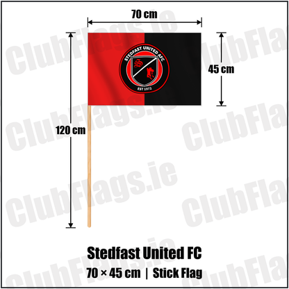 Stedfast United FC 45cm x 70cm Stick Flag with the verified club crest and colours, Dublin Football - ClubFlags.ie