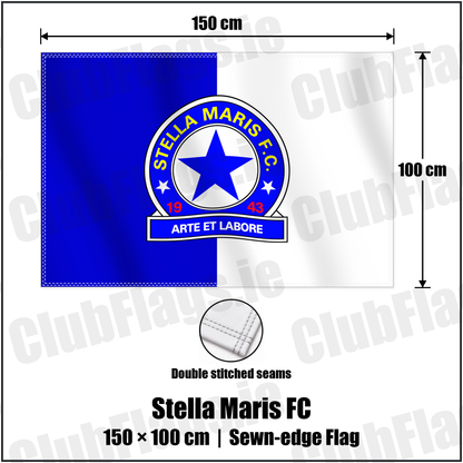 Stella Maris FC 100cm x 150cm Flag (sewn on the edges) with the verified club crest and colours, Dublin Football - ClubFlags.ie