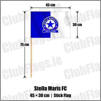 Stella Maris FC 30cm x 45cm Stick Flag with the verified club crest and colours, Dublin Football - ClubFlags.ie