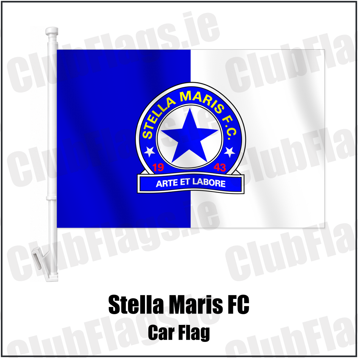 Stella Maris FC Car Flag with the verified club crest and colours, Dublin Football - ClubFlags.ie