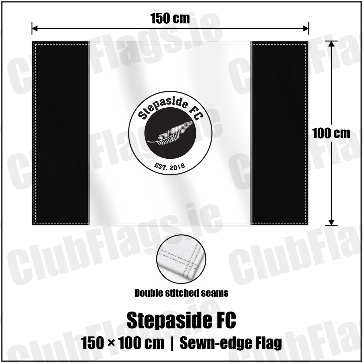 Stepaside FC 100cm x 150cm Flag (sewn on the edges) with the club crest and colours, Dublin Football - ClubFlags.ie