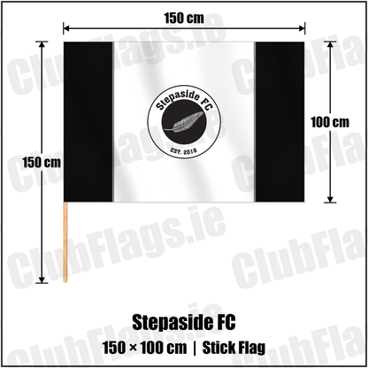 Stepaside FC 100cm x 150cm Stick Flag with the club crest and colours, Dublin Football - ClubFlags.ie