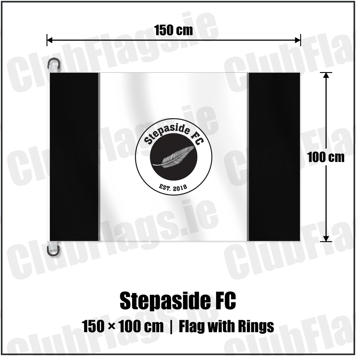 Stepaside FC 150cm x 100cm Flag Pole Flag with Rings with the club crest and colours, Dublin Football - ClubFlags.ie