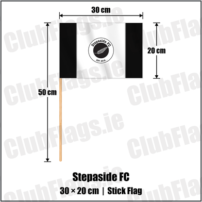 Stepaside FC 20cm x 30cm Stick Flag with the club crest and colours, Dublin Football - ClubFlags.ie