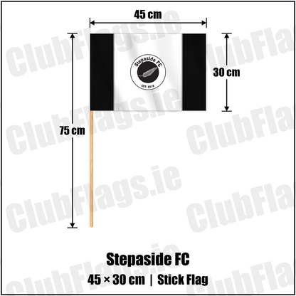 Stepaside FC 30cm x 45cm Stick Flag with the club crest and colours, Dublin Football - ClubFlags.ie