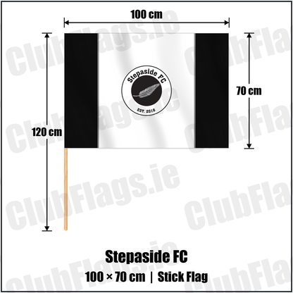Stepaside FC 70cm x 100cm Stick Flag with the club crest and colours, Dublin Football - ClubFlags.ie