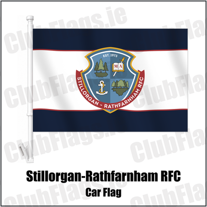 Stillorgan-Rathfarnham RFC Car Flag with the club crest and colours, Dublin Rugby - ClubFlags.ie